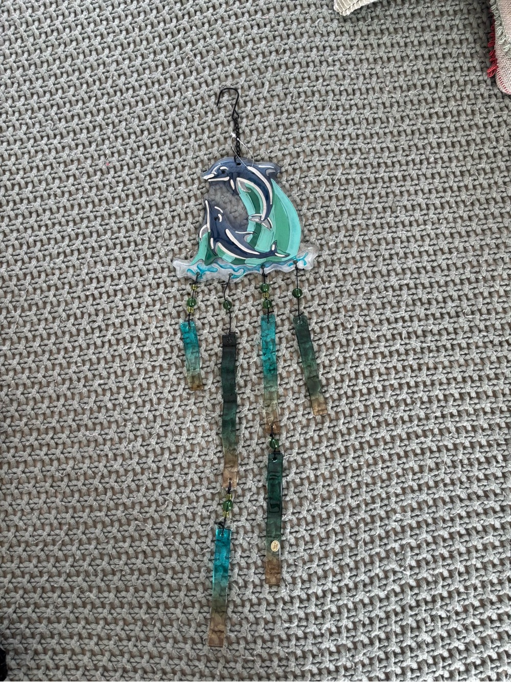 blown glass dolphin wind chime